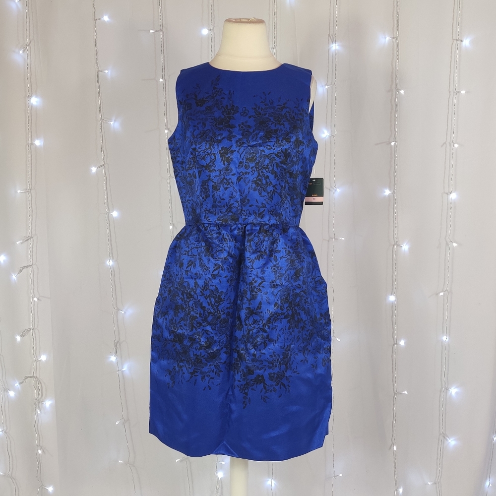 Just... Taylor Blue Floral Fit & Flare Formal Dres